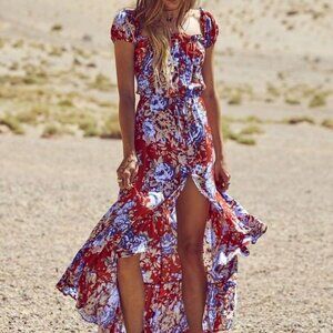 Auguste The Label Willow Day Dress Texan Bloom Fire Engine Size 4